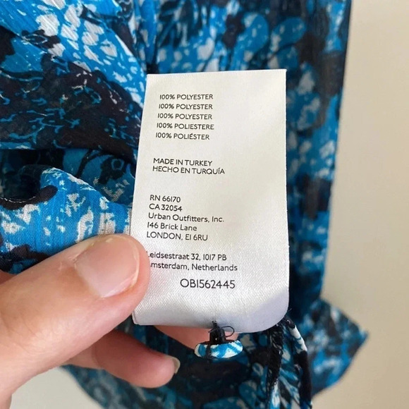 By Anthropologie blue Sheer floral Printed Peasant Blouse size small - Picture 10 of 10